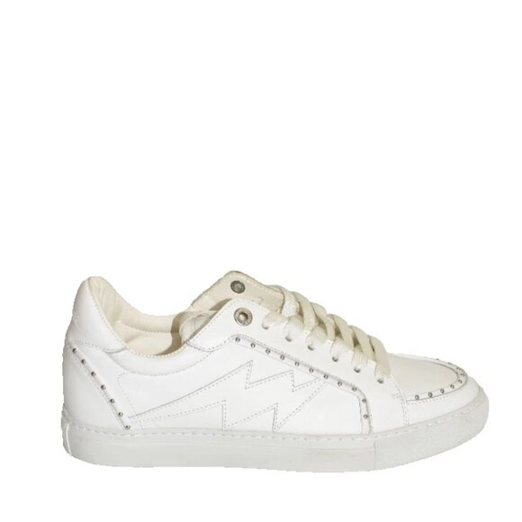 New! Zadig & Voltaire Beaded Leather Sneakers White Size 41 EU DD488 - Picture 1 of 7
